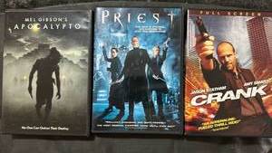 lot 393 image: Three Movie Collection - Apocalypto, Crank, and Priest DVDs