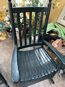 lot 533 image: Dark Green Wooden Rocking Chair