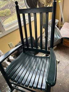 lot 535 image: Dark Green Wooden Rocking Chair