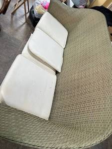 lot 538 image: MCM Woven Rattan Sofa with White Cushions