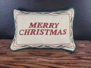 lot 3300 image: Merry Christmas Decorative Holiday Pillow