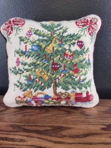 lot 3301 image: Christmas Tree Cross Stitch Decorative Pillow