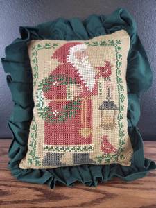 lot 3302 image: Christmas Cross Stitch Santa Decorative Pillows