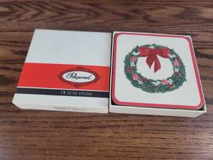 lot 3307 image: Pimpernel Christmas Wreath Cork-Backed Coasters Set