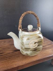 lot 3321 image: Japanese Ceramic Teapot with Bamboo Handle