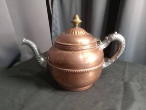 lot 2285 image: Copper Teapot with Silver Handles