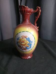 lot 3031 image: Decorative Ceramic Pitcher with Floral Medallion