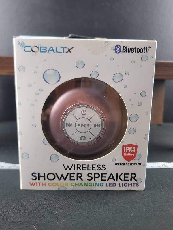 lot 2978 image: Cobaltx Bluetooth Shower Speaker with LED Lights