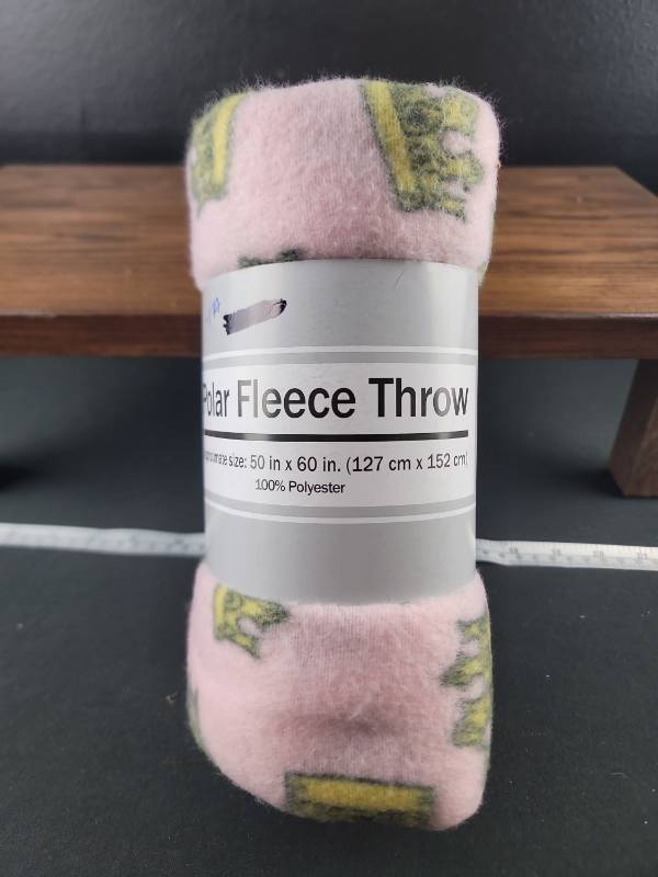 lot 2994 image: Pink Crown Polar Fleece Throw Blanket