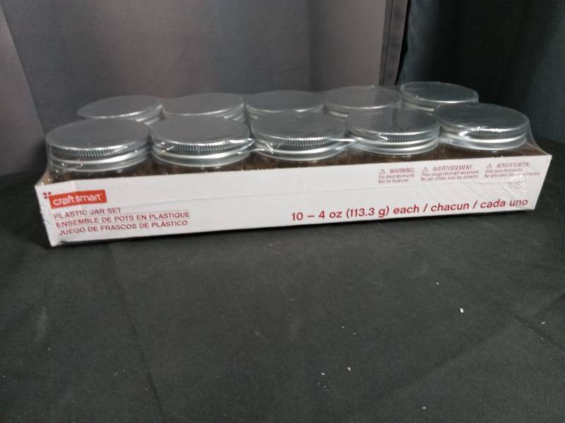 lot 2808 image: Craftsmart 4oz Plastic Jar Set - 10 Count