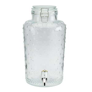 lot 2067 image: Mason Craft & More 3.5L Clear Glass Hobnail Drink Dispenser with Clamp Lid and OpenClose Lock Spout