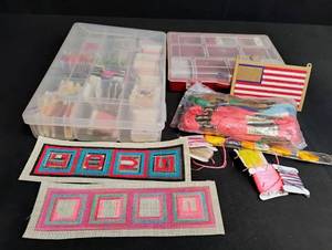 lot 1742 image: Complete Cross Stitch Supply Kit with Storage