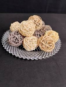 lot 1770 image: Crystal Cut Glass Diamond Pattern Plate with Decorative Balls