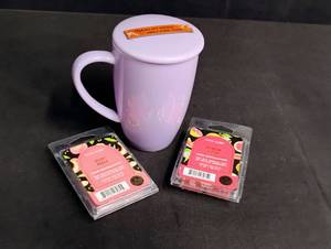 lot 1790 image: Bottle Up Joy Wax Melts Set with Purple Ceramic Mug