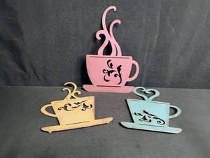 lot 1803 image: Decorative Coffee Cup Wall Art Set