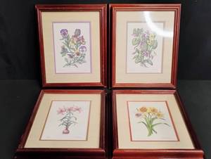 lot 1823 image: Set of 4 Framed Botanical Flower Prints