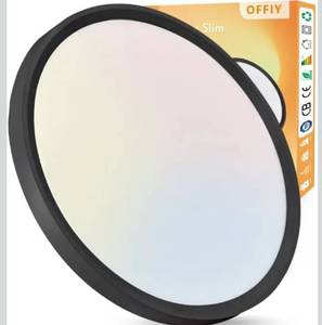 lot 1432 image: 20 Inch LED Flush Mount Ceiling Light, 40W, 4350LM, 3000K4000K6000K CCT Selectable Super Slim Round Flat Panel Light for Living Room, Bedroom, Kitchen, Black