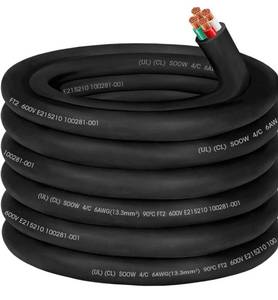 6/4 6 AWG Portable Power Cable 6 Gauge 600V SOOW Electric Wire 4 Conductor OFC 6 AWG Extension Cord Cable Wire for NEMA 14-50 Generator,Welder,RV Outlet Box,EV Battery Charger,Machinery-25ft