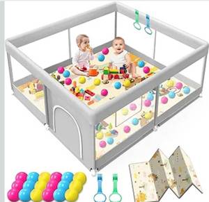 lot 1441 image: Baby Playpen with Mat 50x50 Inch, Playpen with Colorful Ball for Babies and Toddlers, Baby Play Pen Pin Indoor Play Fence (Mat and Ball Included)