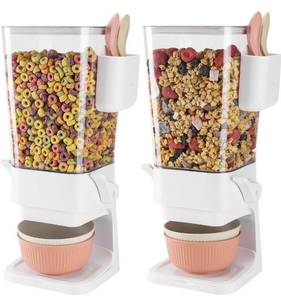 lot 1443 image: Cereal Dispenser Countertop 2 Pack with Bowls Spoons Cutlery Box,5.5 QT Dry Food Dispenser Snack Organizer Containers Storage with Lids for Pantry Kitchen Organization Oatmeal Nut Granola Candy