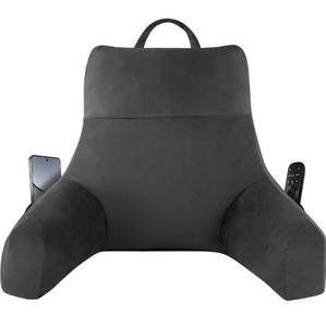 lot 1446 image: Back Pillow for Bed Sitting up, Reading Pillow for Sitting in Bed Adult, Back Support Pillow, Memory Foam Sit up Lounge Backrest Pillow with Arms for TV, Couch, Chair, Dorm, 18 Inch, Grey