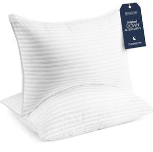 lot 1448 image: Beckham Hotel Collection Bed Pillows StandardQueen Size Set of 2 - Original Soft Down Alternative Pillow for Sleeping - Soft Support for Back, Stomach or Side Sleepers