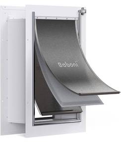 lot 1449 image: Baboni Pet Door for Wall,3-Flap,Steel Frame and Telescoping Tunnel, Aluminum Lock, Double Flap Dog Door and Cat Door, Strong and Durable (Pets Up to 100 Lb) -Large