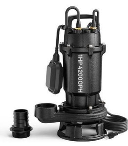Aquastrong Sewage Grinder Pump, Cast Iron Effluent Pump, Auto Float Switch for Basement Sump Basin and Sewage Well, Black, 2 inch Discharge(115V 1HP 4300GPH Grinder)