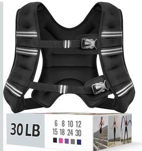 lot 1455 image: Weighted Vest for Women & Men with Reflective Stripe and Adjustable Buckle, Comfortable & Durable Rucking Vest for Walking, Running & Strength Training