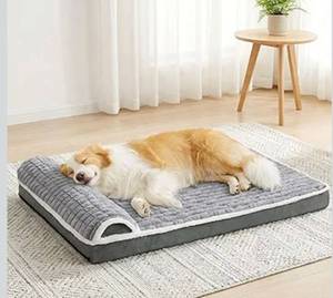 lot 1456 image: Orthopedic Dog Bed X Large Sized Dog with Pillow, Waterproof Soft Comfortable Egg Crate Foam Pet Crate Beds Mat with Removable Washable Cover and Non-Slip Bottom, Grey