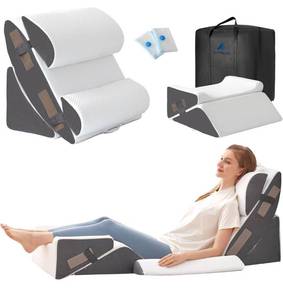 lot 1468 image: 6PCS Wedge Pillow Set for After Surgery, Bed Wedge Pillow Post Surgery, Bed Pillows for Sitting Up, Sleeping, Acid Relux, Memory Foam Back Pillow, Beds Wedges & Body Positioners, WhiteGrey