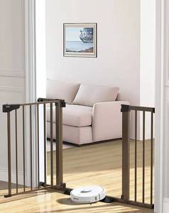 lot 1472 image: Cumbor 29.7-46 Baby Gate for Stairs, Moms Choice Awards Winner-Auto Close Dog Gate for the House, Easy Install Pressure Mounted Pet Gates for Doorways, Easy Walk Thru Wide Safety Gate for Dog, Brown