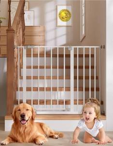 lot 1475 image: InnoTruth 29.5 - 40.75 Baby Gate for Stairs, 30 Tall Dog Gates for Doorways &amp Hallways, Safety Gate for Kids &amp Pets, Pressure-Mounted Walk-Through with Dual Lock &amp 2-Way Swing, White