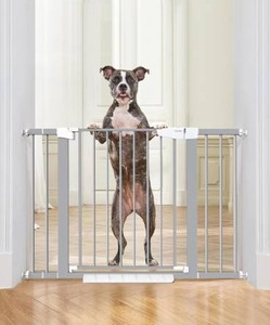 lot 1479 image: Cumbor 29.7-46 Baby Gate for Stairs, Gifts for Mom-Auto Close Dog Gate for The House, Easy Install Pressure Mounted Pet Gates for Doorways, Easy Walk Thru Wide Safety Gate for Dog, Gray