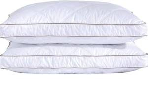 lot 1483 image: puredown Goose Feathers and Down Pillow for Sleeping Hotel Collection Bed Pillows, Gusseted, StandardQueen, Set of 2