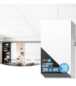 lot 1488 image: Art3d 10-Pack Smooth Drop Ceiling Tile 2ft x 4ft - Fire-Rated, Waterproof, Reusable - Premium PVC, No Sag and Breakage - Cover 80 Sq. Ft, White