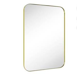 lot 1489 image: TEHOME 30x40 Gold Rounded Rectangle Bathroom Vanity Wall Mirror Stainless Steel Metal Framed Rectangular Bathroom Mirror, Vertical and Horizontal Hanging