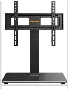 lot 1499 image: Perlegear Universal Swivel TV Stand Base for 32-70 inch TVs, Height Adjustable Table Top TV Stand Mount with Tilt, Tempered Glass Base, Holds up to 88 lbs