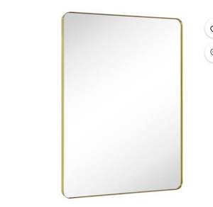 lot 1504 image: TEHOME Kengston Gold Bathroom Mirror, 30x40 inches, Stainless Steel Frame, Wall Mounted Rectangle