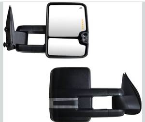 lot 1513 image: Towing Mirrors Compatible for Chevy Silverado Suburban Tahoe GMC Serria Yukon 2003 04 05 2006 Power Heated side mirror wTurn Signals Lights, Clearance Lamp, Running Light (Set of 2)