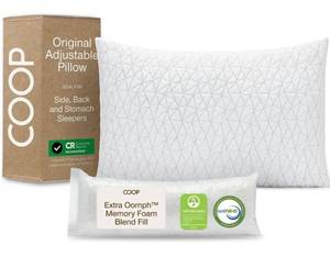 lot 1527 image: Coop Home Goods Original Adjustable Pillow, Queen Size Bed Pillows for Sleeping, Cross Cut Memory Foam Pillows - Medium Firm Back, Stomach and Side Sleeper Pillow, CertiPUR-USGREENGUARD Gold
