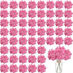 lot 1552 image: 100PCS Artificial Hydrangea Flowers, Fake Flowers Silk Hydrangea Full Flowers Heads with Stems for Wedding Home Party Shop Baby Shower Decor (Bubble Pink)