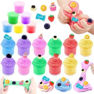 lot 1577 image: 24 Pack Easter Basket Stuffers Butter Slime Kit Stress Relief Toys Easter Gifts for Kids School Classroom Colorful Soft Fruit Stretchy Slime Goodie Bag Fillers Exchange Party Favors Supplies Girls
