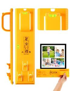 lot 1578 image: Stalishare Picture Hanging Tool with Level, Goodsnova Photo Frame Hanging Tool for Easy Marking Position, Wall Hanger Helper Guide for Photo Art Painting Frame (Plastic, Yellow)