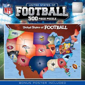 lot 1580 image: MasterPieces Sports Puzzle - All Teams 500 Piece Jigsaw Puzzle for Adults - NFL League Map Puzzle - 24x18