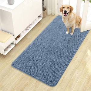 lot 1592 image: OLANLY Dog Door Mat for Muddy Paws 44x24, Absorbs Moisture and Dirt, Absorbent Non-Slip Washable Doormat, Quick Dry Chenille Mud Mat for Dogs, Entry Indoor Entryway Carpet for Inside Floor, Airy Blue