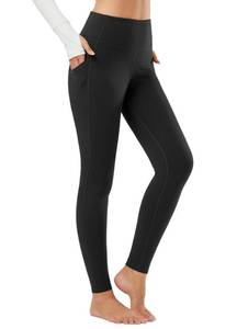lot 1598 image: baleaf Womens Fleece Lined Leggings Thermal Warm Winter Tights High Waisted Thick Yoga Pants Cold Weather with Pockets Black M
