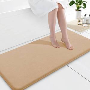 lot 1605 image: Smiry Memory Foam Bath Mat 47x17, Extra Soft and Absorbent Bathroom Mats, Non Slip Washable Carpet for Floor, Shower and Tub, Camel