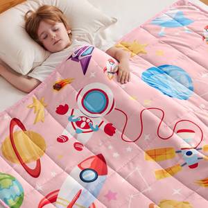 lot 1611 image: anfie Weighted Blanket Kids(36x48 5lbs) Weighted Blanket Cooling Blanket for Sleeping,Throw Size Breathable Blanket with Premium Glass Bead(Pink Aerospace)