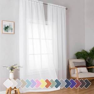 lot 1618 image: Simplebrand Sheer White Curtains 96 Inches Long, Light Filtering Rod Pocket Solid Color Window Sheer Curtain Panels, Elegant Curtains & Drapes for Living Room, Bedroom 2 Panels (White, 42 W x 96 L)